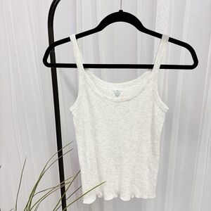 Brandy Melville Cream Ribbed Tee
